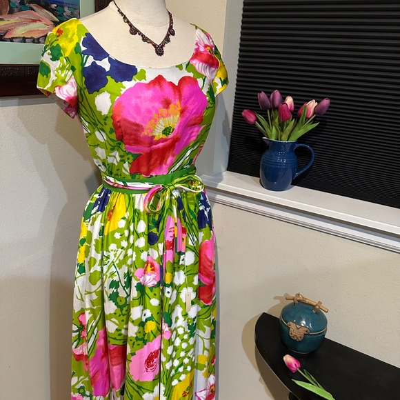 Englantine Rose Floral Print Long Gown / Maxi Dress by Bergdorf Goodman -  S - Picture 3 of 16